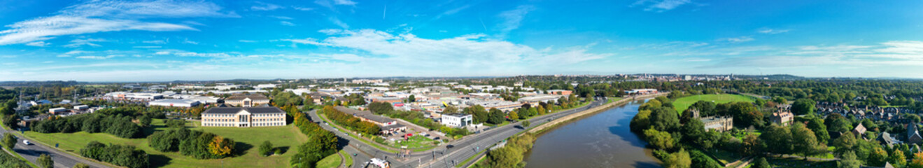 Obraz premium An Aerial Wide Angle Panoramic View of Nottingham City of East Midlands Region of England, United Kingdom. October 4th, 2024