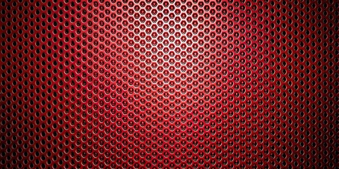Forced perspective red metal grid texture with dot pattern for background protective grating texture