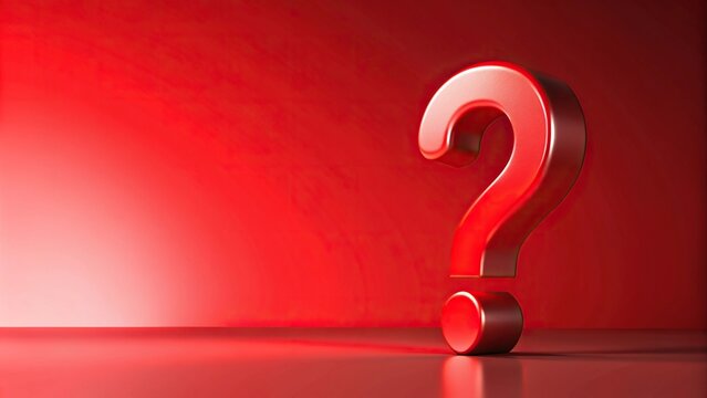 Forced perspective red question mark on red gradient background