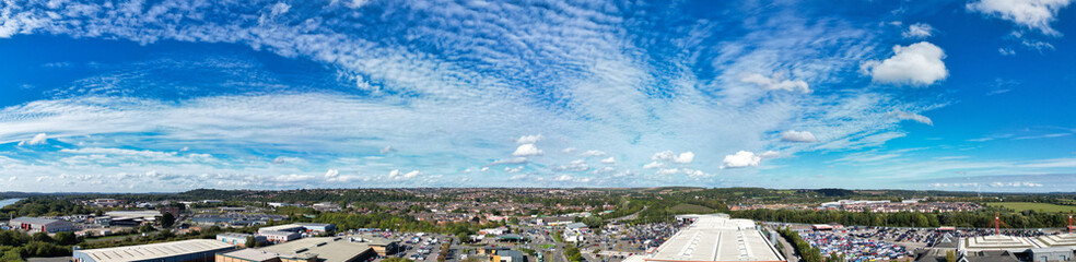 An Aerial Wide Angle Panoramic View of Nottingham City of East Midlands Region of England, United Kingdom. October 4th, 2024