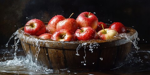 bobbing apples floating in water