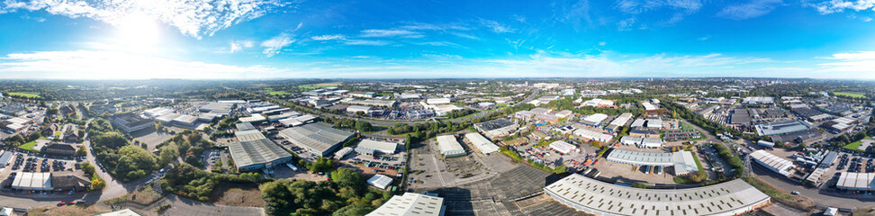 An Aerial Wide Angle Panoramic View of Nottingham City of East Midlands Region of England, United Kingdom. October 4th, 2024