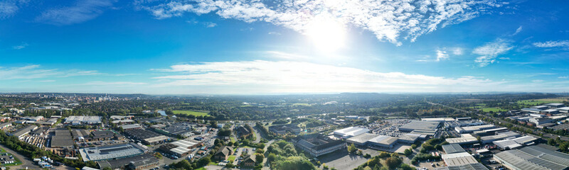 Obraz premium An Aerial Wide Angle Panoramic View of Nottingham City of East Midlands Region of England, United Kingdom. October 4th, 2024