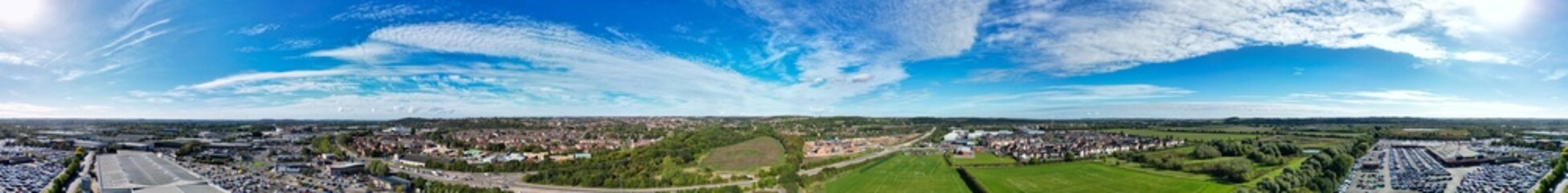 An Aerial Wide Angle Panoramic View of Nottingham City of East Midlands Region of England, United Kingdom. October 4th, 2024