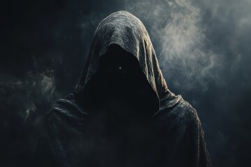 Menacing figure in hood