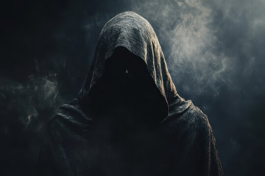 Menacing figure in hood