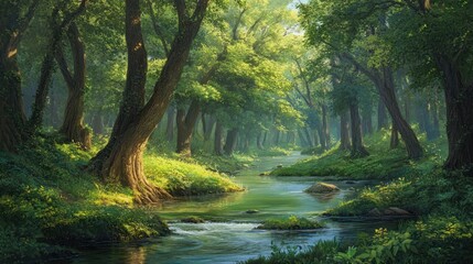 Obraz premium Tranquil Forest Stream