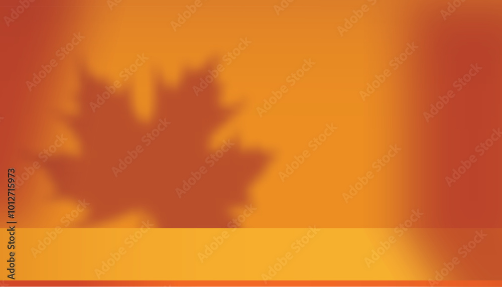 Poster Autumn background,Fall Studio Podium Display with Shadow Maple Leaves on Orange Stand,Backdrop Scene for Thanksgiving Advertising,Vector Template Platform banner for Product Sale,Promotion