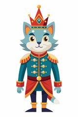 Cat King from the nutcracker, is a watercolor clipart illustration with an isolated white background.
