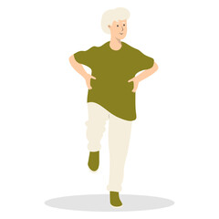 Illustration of Active Elderly Person. Isolated on White Background. Vector Cartoon Character