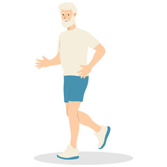 Illustration of Active Elderly Person. Isolated on White Background. Vector Cartoon Character