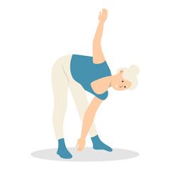 Illustration of Active Elderly Person. Isolated on White Background. Vector Cartoon Character