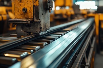 Modern metalwork factory has a machine for forming metal sheets