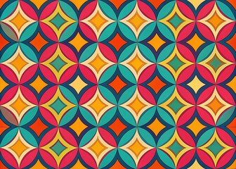 Vibrant 1960s-inspired background featuring bold geometric shapes and lively colors, perfect for enhancing creative design projects with a nostalgic and eye-catching flair.