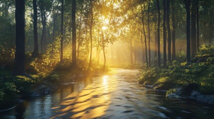 Obraz premium Sunrays Through the Forest