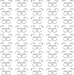 Fototapeta premium The cute cat faces are arranged in rows. They look in different directions.