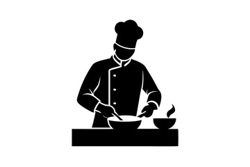 Silhouette of a Chef Preparing a Meal in the Kitchen