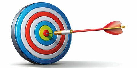 Vector Illustration of Marketing Success: Bullseye Target with Dart Hitting Center, Ideal for Infographics on Business Goals and Strategies
