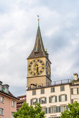 Architectural Elements of Historical buildings in the center of Zurich, Switzerland.