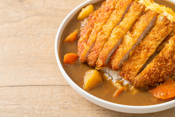 curry rice with fried pork cutlet and creamy omelet