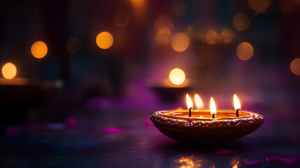 Diwali diya oil lamps holiday background.