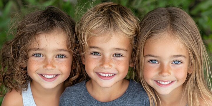 Happy Children Smiling Together  Friendship  Kids  Portrait  Fun  Playful  Close up  Siste