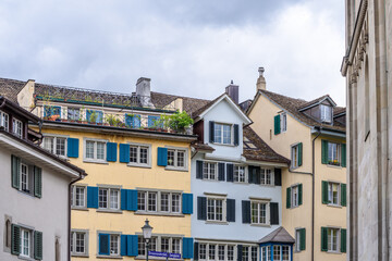 Architectural Elements of Historical buildings in the center of Zurich, Switzerland.