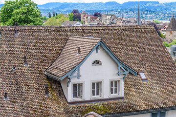 Architectural Elements of Historical buildings in the center of Zurich, Switzerland.