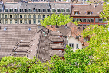 Architectural Elements of Historical buildings in the center of Zurich, Switzerland.