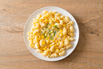 macaroni creamy corn cheese on plate