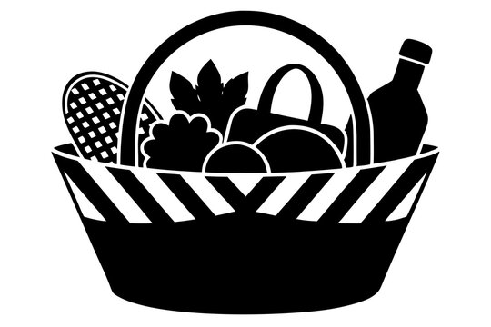 recommend clip art:  Picnic Basket Silhouette - A Classic Basket Filled with Picnic Essentials