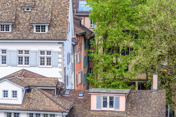 Architectural Elements of Historical buildings in the center of Zurich, Switzerland.