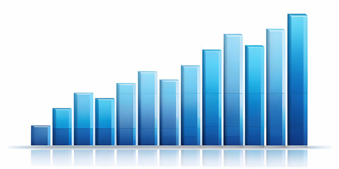 Vector Graphic of Ascending Bar Charts Symbolizing Financial Growth for Business Infographics - Modern Design in Blue Shades on White Background, Ideal for Statistical Data Representation.