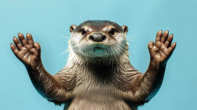 Cute Otter Raising Its Paws