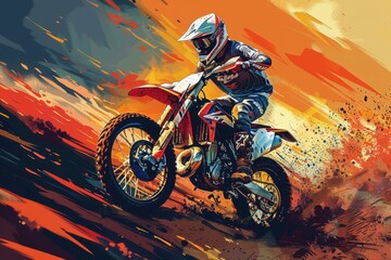 Motocross rider on bike Moto sport