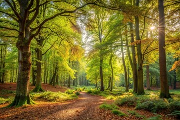 Fototapeta premium Forest woodland landscape in Hampshire England with an asymmetrical composition
