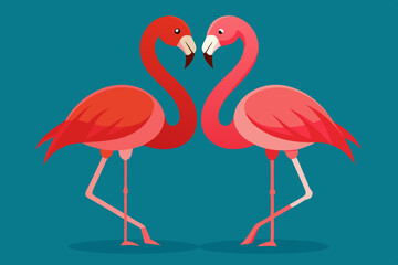 Flamingo Bird love talk about a couple of vector art illustration