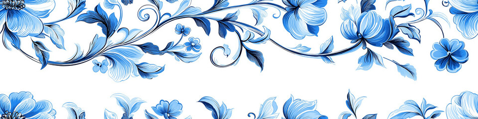 Naklejka premium Create an Iznik seamless pattern with delicate floral motifs, flowing endlessly across the surface in traditional blue tones