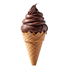  A Cone of Chocolate Ice Cream Isolated on Transparent Background