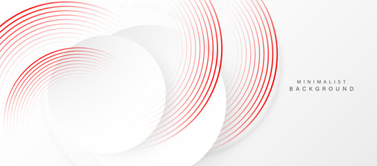 White background with dynamic red circle lines.