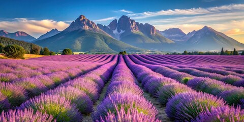 French elegance and captivating scenes of lavender fields and alpine peaks with forced perspective