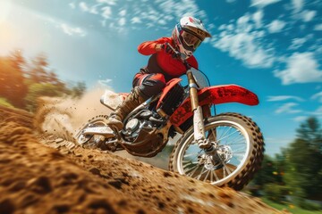 Naklejka premium Motorcyclist participating in motocross