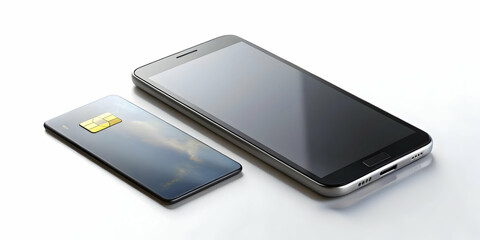 High-Quality Image of Credit Card and Smartphone on Glossy Surface with Ample Copy Space for Modern Payment Methods in Photo Stock Concept