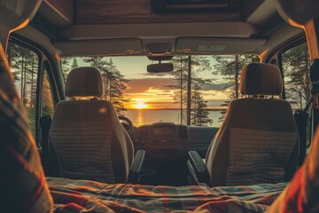 Fototapeta premium Motorhome vacation van rest