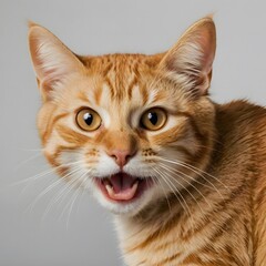 Obraz premium Angry and surprised cat isolated on transparent png background with a funny and excited expression