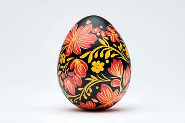 Traditional Easter egg hand-painted with floral patterns. Сlipping path