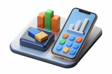 A modern calculator smartphone and financial reports arranged on a glossy white desk with ample lighting captured with a slight zoom to highlight tools for financial planning. concept as Represents fi
