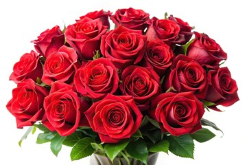 Obraz premium Fresh bouquet of red roses on white background