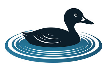 Captivating Vector Illustration Featuring a Duck Swimming in Calm Waters
