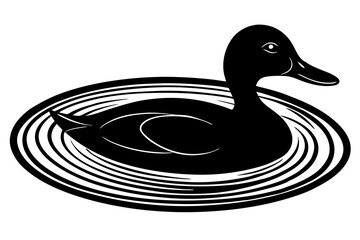 A Vector Illustration of a Duck Swimming Gracefully on a Serene Lake
